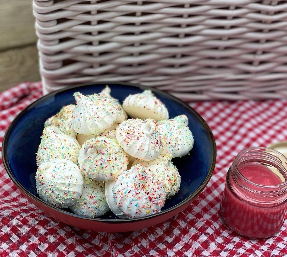 Rosie’s coconut meringue kisses with a summer berry curd