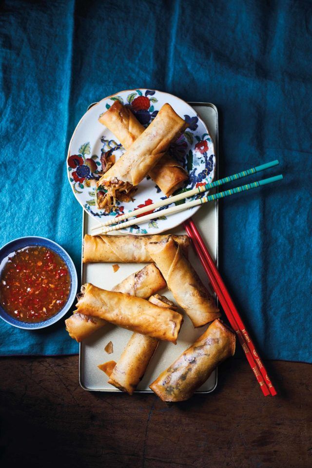 Pancake rolls and some really great looking dipping sauce