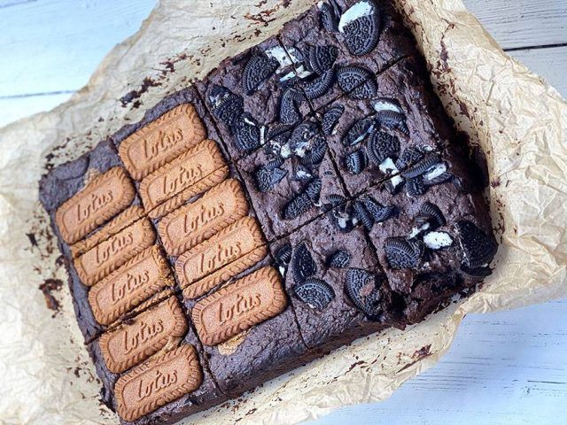 Oreo brownies and biscoff brownies.