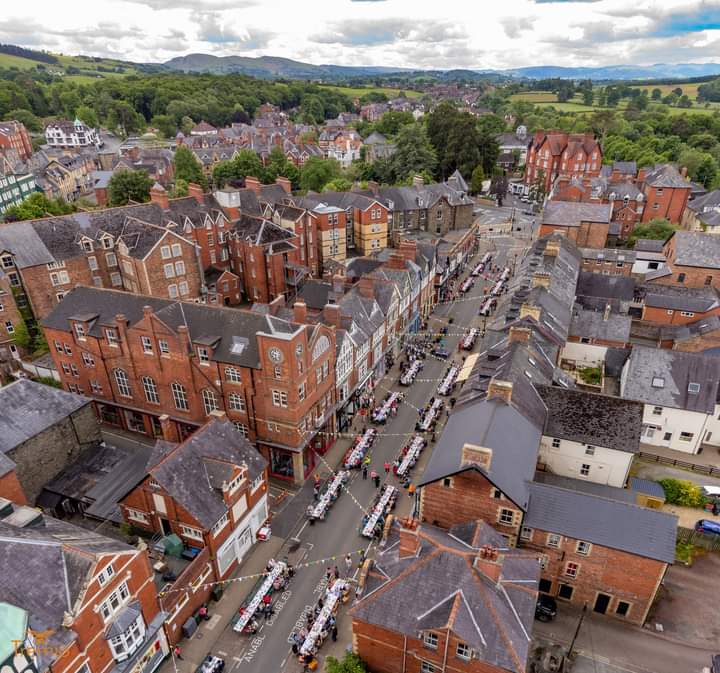 Aerial shot of street party