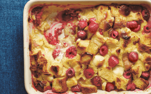 White chocolate and raspberry brioche