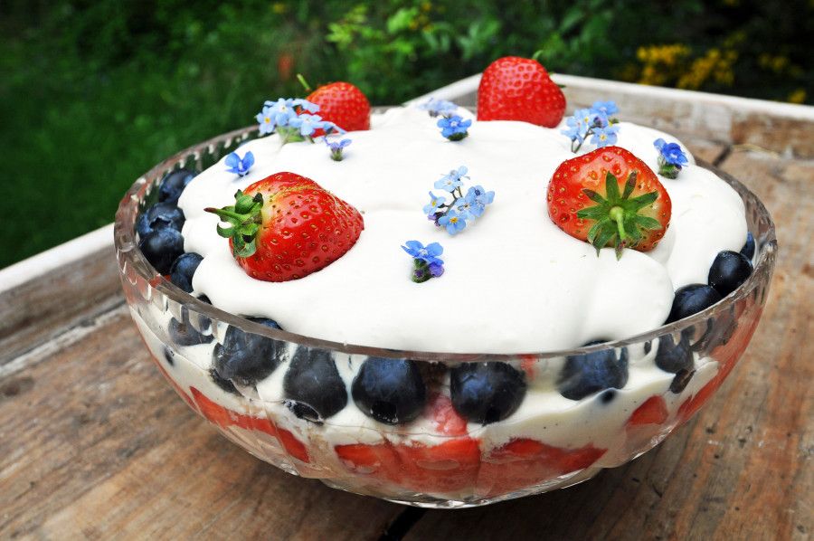 Red, White and Blue Sherry Trifle by Nadia Sawalha