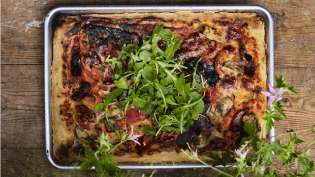 Tray of pizza from Kate Humble