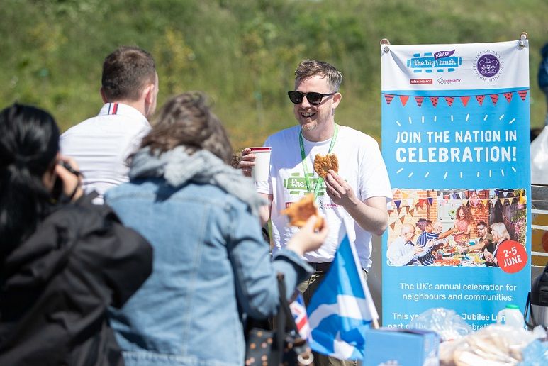 Our Community Network Developer, Martin, at The Big Jubilee Lunch, Torry, Scotland