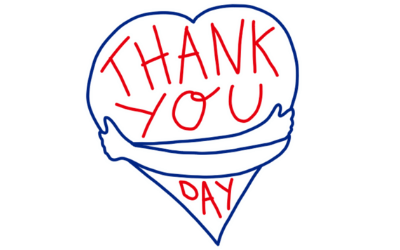 Drawing of heart with words 'Thank You' inside.