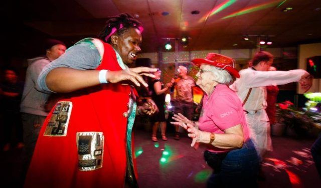 Two ladies dancing