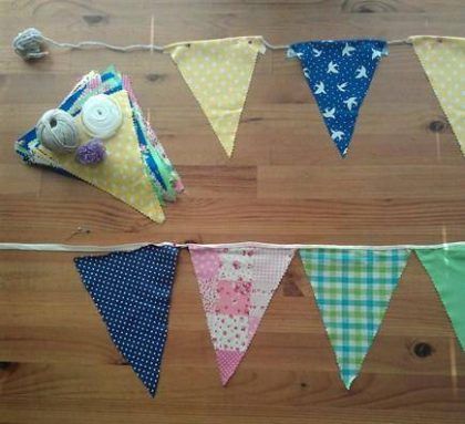 fabric bunting on a table