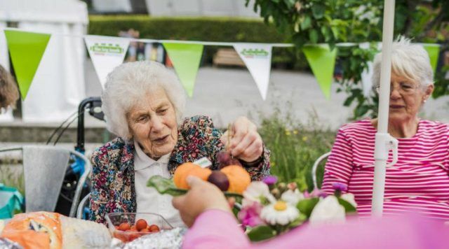 elderly lady at a garden party