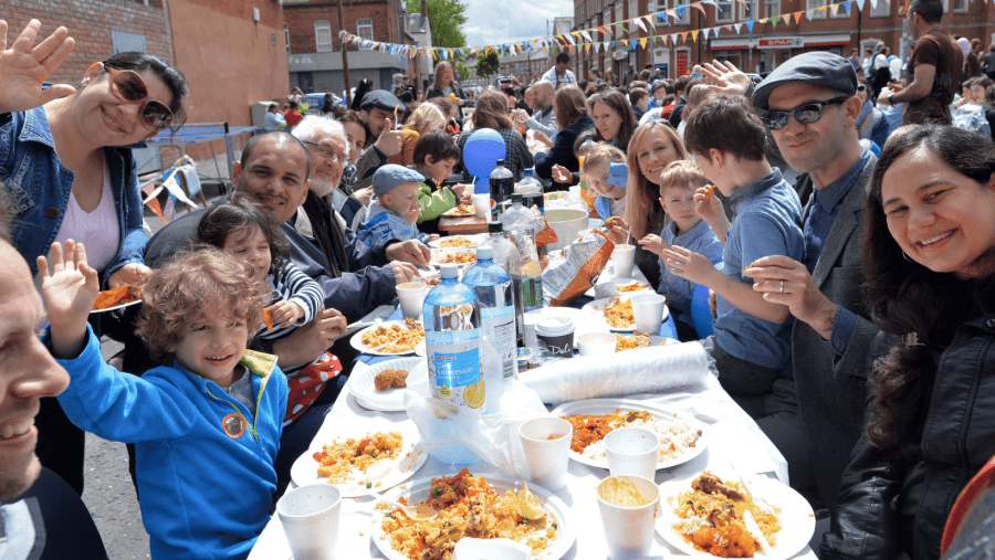 Community gathered at a table