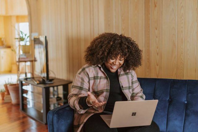 Woman looking at computer