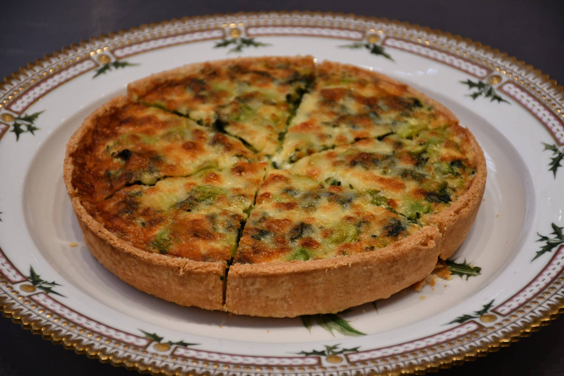 Spinach, broad bean and tarragon quiche