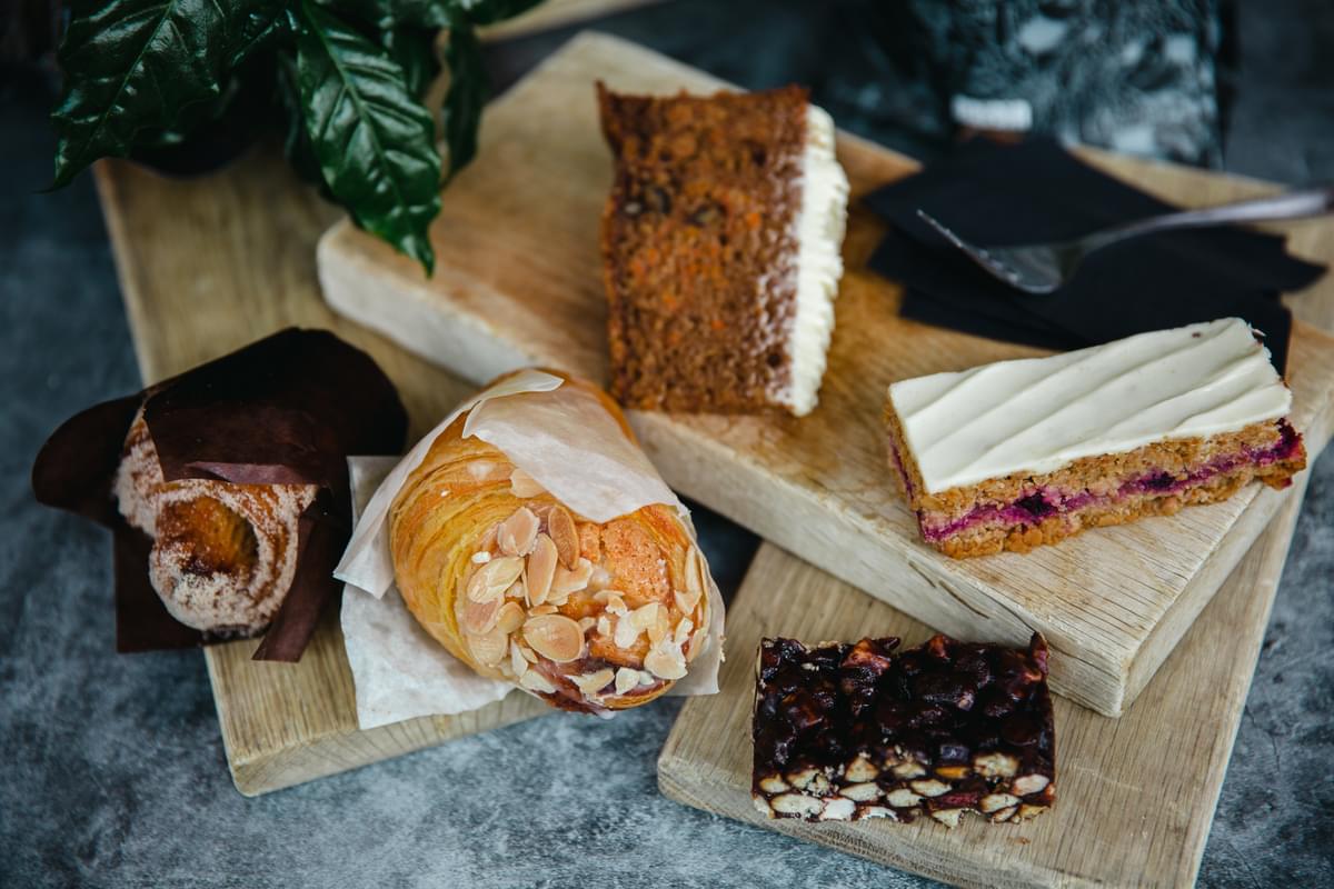 A selection of delicious looking cakes and traybakes