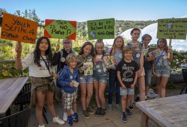 Children protesting against the climate emergency at the Eden Project