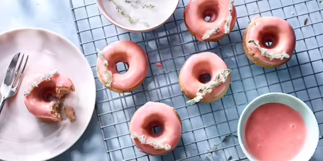 Co-op's vegan strawberry and thyme doughnuts